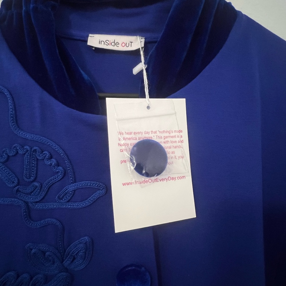 Inside Out Blue Velvet Trim Jacket